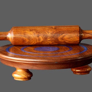 Epoxy Resin Rosewood Chakla Belan: Roti Roller Set (12x12x1.5 inches)