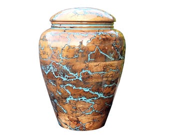 Fractal Burning Wood Cremation Urn: Large Resin Inlay Funeral Urn