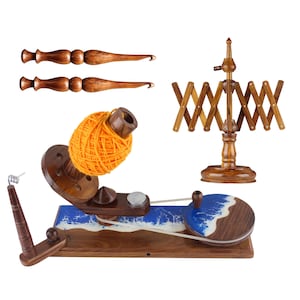 Handmade Yarn Winder and Swift Combo Hand-operated Ball Winder Knitter&#39;s Gifts Center, Resin Skein Winder for Knitting Christmas Day Gift