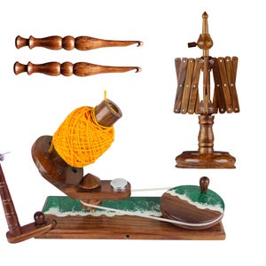 Hand-operated Wooden Yarn Winder and Swift Combo, Ball Winder Knitter&#39;s Gifts Center, Resin Skein Winder for Knitting Christmas Day Gift