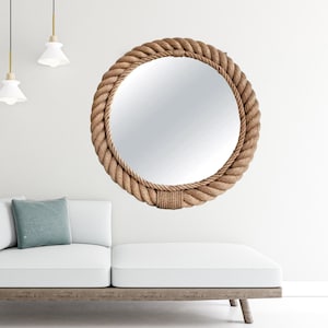 Handmade Jute Rope Round Mirror: Coastal Beach Decor