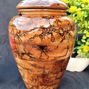 Fractal Burning Urn for Human ashes Large wooden urn for cremation Adult urn box for Ashes Personalized Wooden urn Burial urn for Funeral