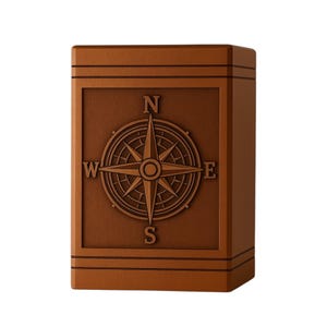 Compass Wooden Cremation Urn for Human Ashes – Handcrafted Memorial Box, Journey & Adventure Keepsake