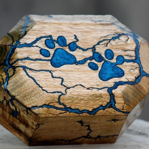 Wooden Dog Cremation Urn: Mango Wood Pet Ashes Keepsake Box
