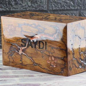 Rosewood Dog Cremation Urn: Wooden Pet Ashes Keepsake Box