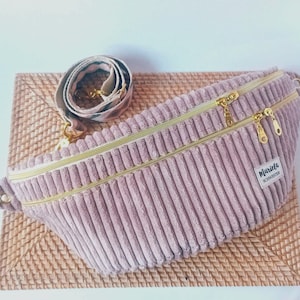 Cord Bauchtasche xxl, große Crossbody Bag für Damen, Umhängetasche rosa , Bauchladen, geräumige Bauchtasche aus Cord