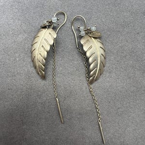 Vintage Julie Sandlau 22ct Gold Plated Sterling Silver Feather Earrings