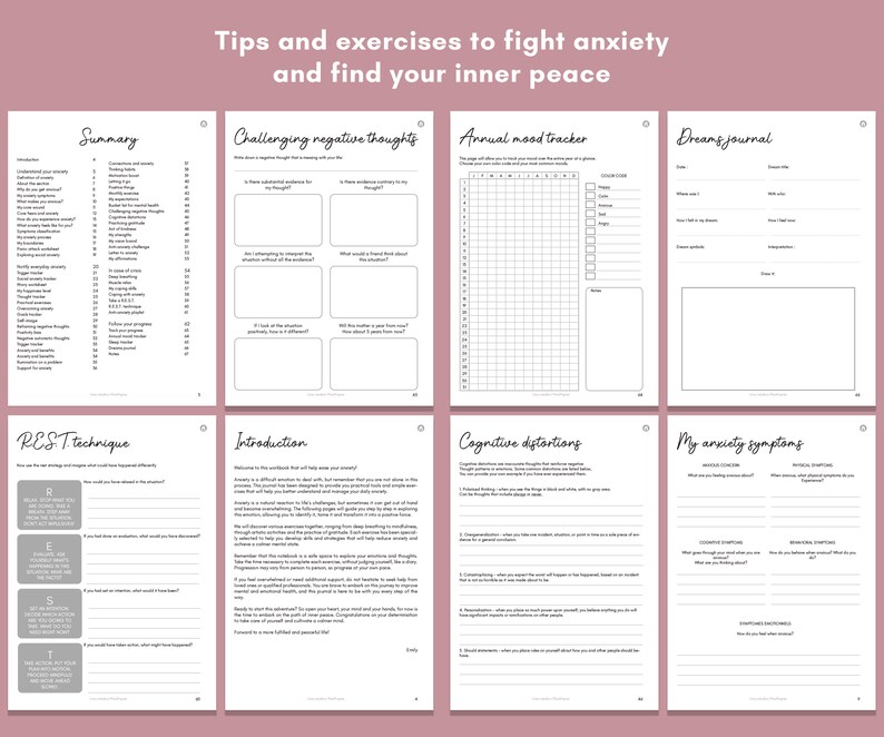 Anti Anxiety Self-care Workbook, Digital PDF Book, Printable or App ...