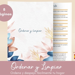 Guía de Despeje y Limpieza, Organizador imprimible en español, Hojas para Despejar, Lista de Limpieza y Organización, vida minimalista
