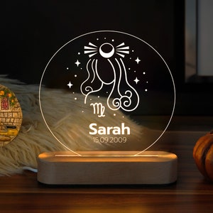 Zodiac Sign Night Light - Personalized Night Light - Zodiac Sign Night Light - Zodiac Sign Gift - Gift For Boyfriend / Girlfriend