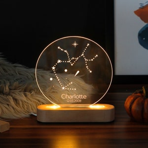 Luce notturna astrologica - Luce notturna personalizzata - Luce notturna zodiacale - Regalo segno zodiacale - Regali di astronomia - Regalo per fidanzato/fidanzata