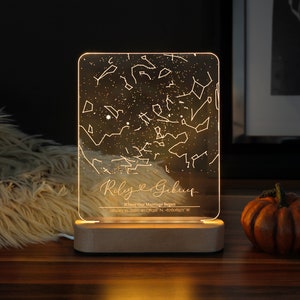 Star Map Night Light – Personalized Constellation Star Map – Gift Star Map – Stars Chart Gift For Couples – Personalized Gift – Night Light