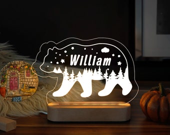 Custom Night Light - Personalized Night Light - Custom Name Night Light - Room Decor Kids - Personalized Gift  - Bear Night Light