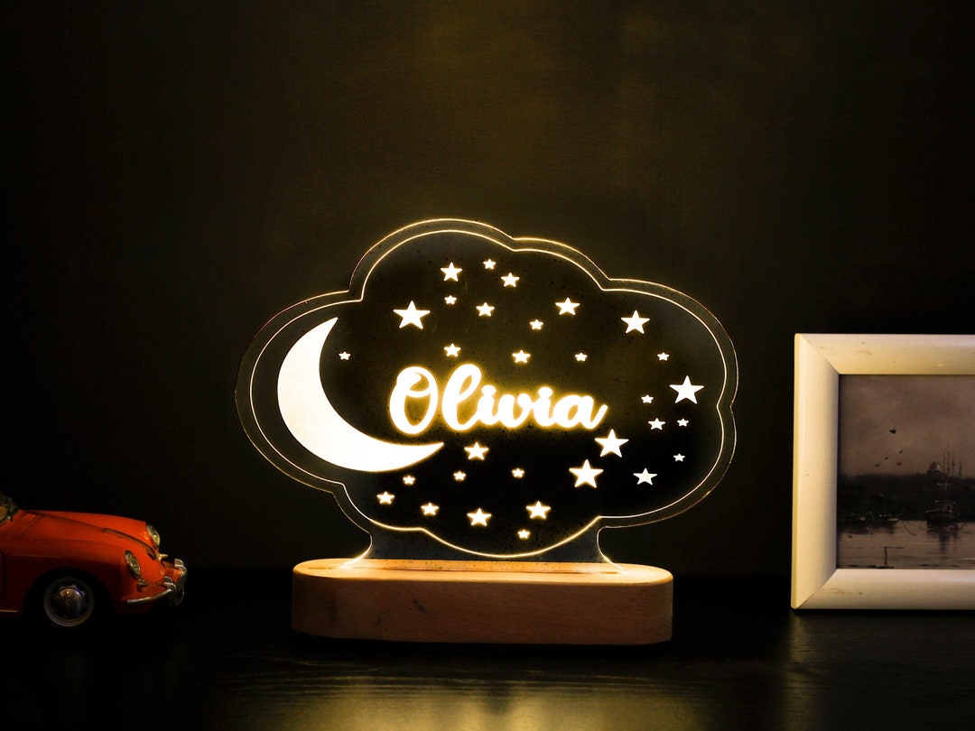 Custom Night Light With Moon & Stars Personalized Night Light Custom