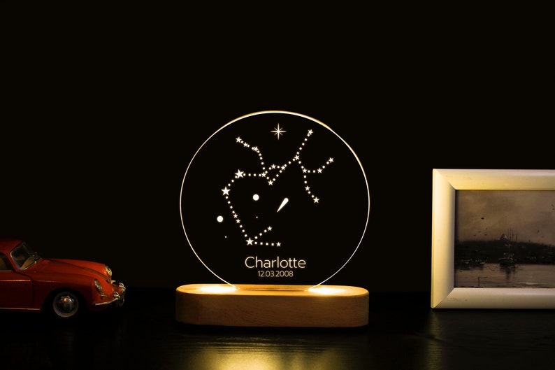 Custom Night Light with Moon &  Stars- Personalized Night Light - Custom Name Night Light - Room Decor Kids - Personalized Gift For Kids -Night Light -Baby Night Light - Kids Night Light - 1st Birthday - Night lght for kids - Personalized Gift