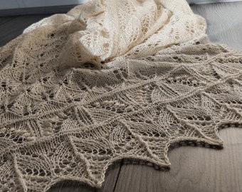 Knitted Lace Wedding Shawl Off White