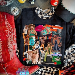 Lainey Wilson Bell Bottom Babe Shirt | Retro Cowgirl Graphic Tee | Western Comfort Colors T-Shirt | Country Concert Outfit | Oversized Shirt