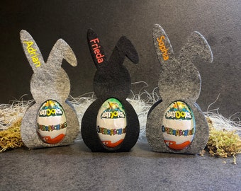 Osterhase mit Name aus Filz I Ü-Ei Halter I Personalisiert I Ostergeschenk I  Kleines Dankeschön I Mitbringsel I Schokohase I Ostern