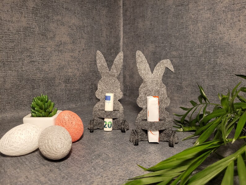 Geschenkverpackung Hase Schokohase Geldgeschenk Ostern Mitbringsel Kleines Dankeschön Filz Bild 3