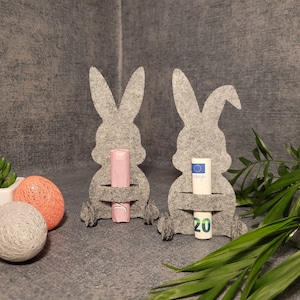 Geschenkverpackung Hase Schokohase Geldgeschenk Ostern Mitbringsel Kleines Dankeschön Filz Bild 2