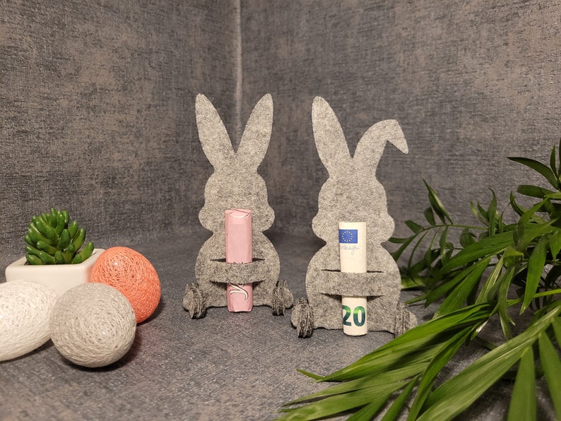 Geschenkverpackung Hase Schokohase Geldgeschenk Ostern Mitbringsel Kleines Dankeschön Filz Bild 2