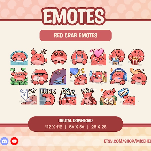 Crab Twitch Emotes Etsy