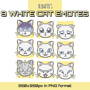 White Cat Emotes for Twitch and Discord Ready to use!