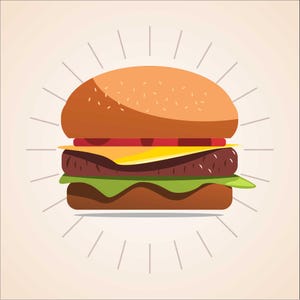 Minimalist Burger PNG Clipart Simple Fast Food Illustration Digital Download Transparent Background Design