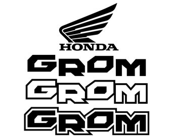 SVG 4er Pack-Datei: HONDA GROM Minimoto Logos + HONDA Wing Logo - Digital für Cricut, Schneideplotter oder Clipart - SVG - Jpg - Png - Ai Dateien