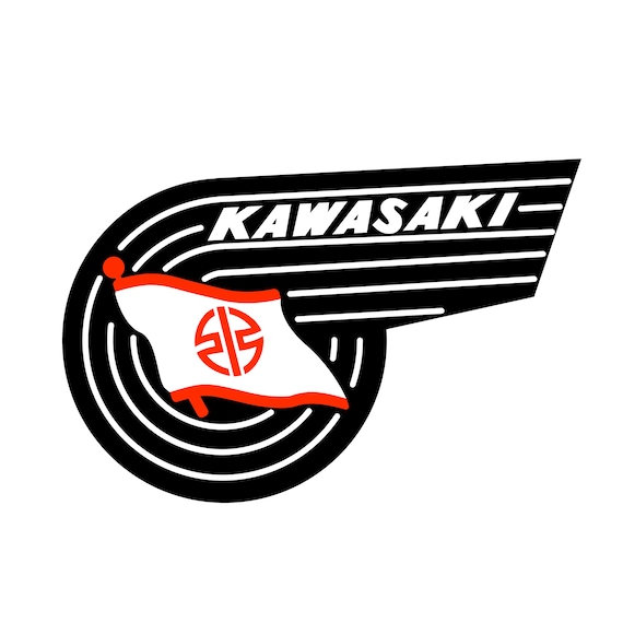 SVG ファイル 4 パック: ビンテージ カワサキ バイク ロゴ