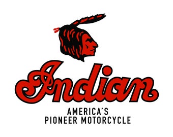 Archivo SVG: Logotipo vintage de motocicleta india - Gráfico de restauración para Cricut o cortador de vinilo - Svg - Ai - Jpeg - Imagen Png