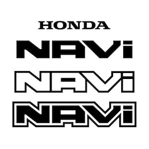May include: Black and white logo for Honda Navi, a motorcycle model. The logo features the word "NAVI" in a bold, blocky font.