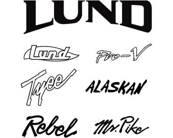 Paquete de 7 archivos SVG: logotipos modernos y vintage de Lund Boats - SVG para Cricut o cortador de vinilo - Svg - Jpg - Png - Archivos Ai