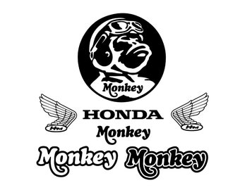 6 PACK SVG-Datei: Affen Mini Bike Logo Grafiken - SVG für Cricut oder Schneideplotter - SVG - Jpg - Png - Ai Dateien