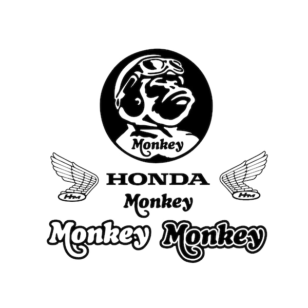6 PACK SVG File: Honda Monkey Mini Bike Logo Graphics - SVG for Cricut or Vinyl Cutter - Svg - Jpg - Png - Ai Files