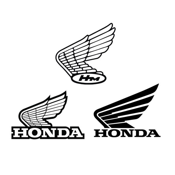 3 PACK SVG File: Honda Motorcycle Vintage Wing Logos L&R + Bonus Logos - SVG for Cricut or Vinyl Cutter - Svg - Jpg - Png - Ai Files