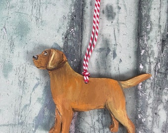 Fox Red Labrador Hand painted Christmas Portrait  Decoration, Fox Red Labrador Ornament Dog Breed Christmas Ornament, Otto and Flow