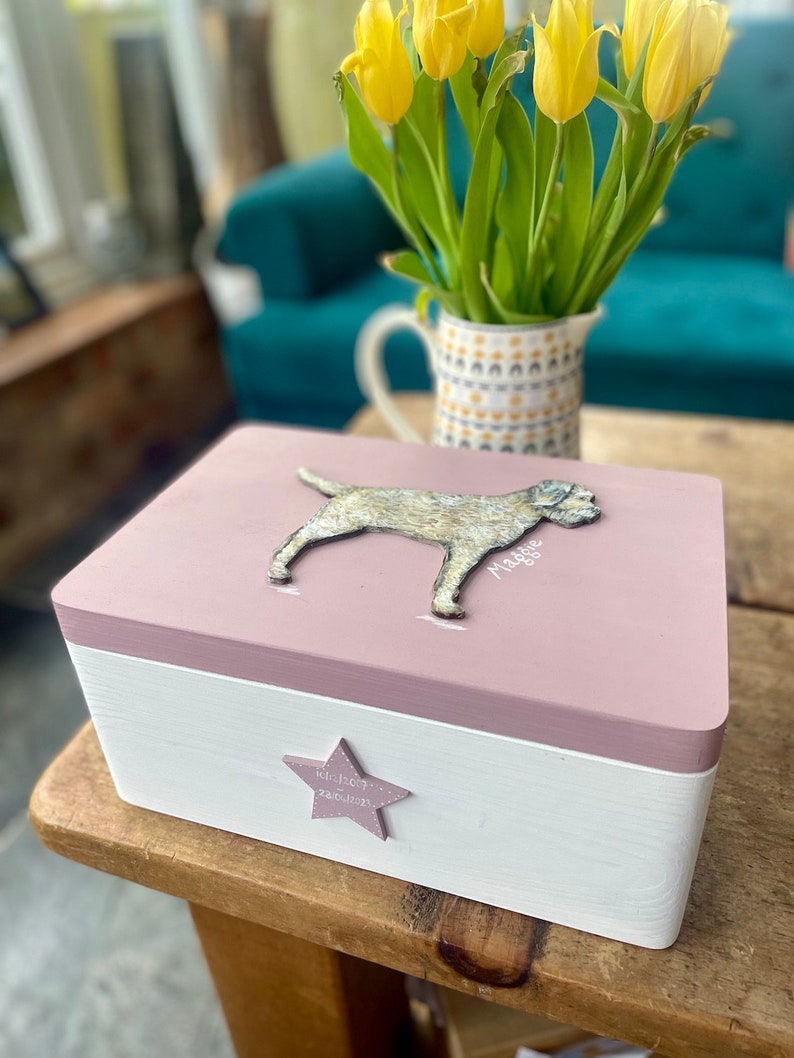 Handpainted Dog Breed Memory Box, Wooden Keepsake Box for Dogs, Dog Loss, Dog Memorial Gift image 5