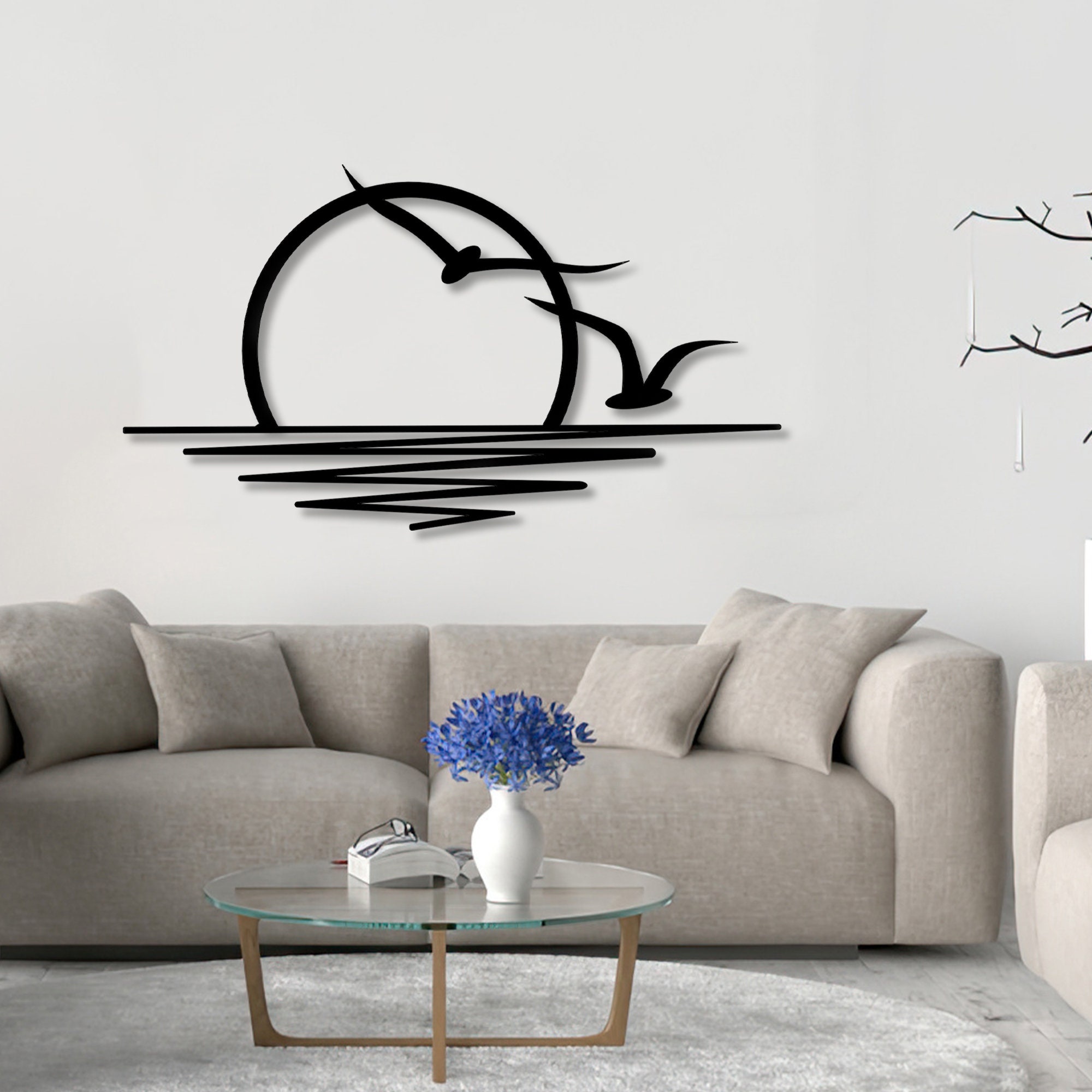 Sunrise Metal Wall Art, Minimalist Wall Decor, Mid Century Decor, Boho