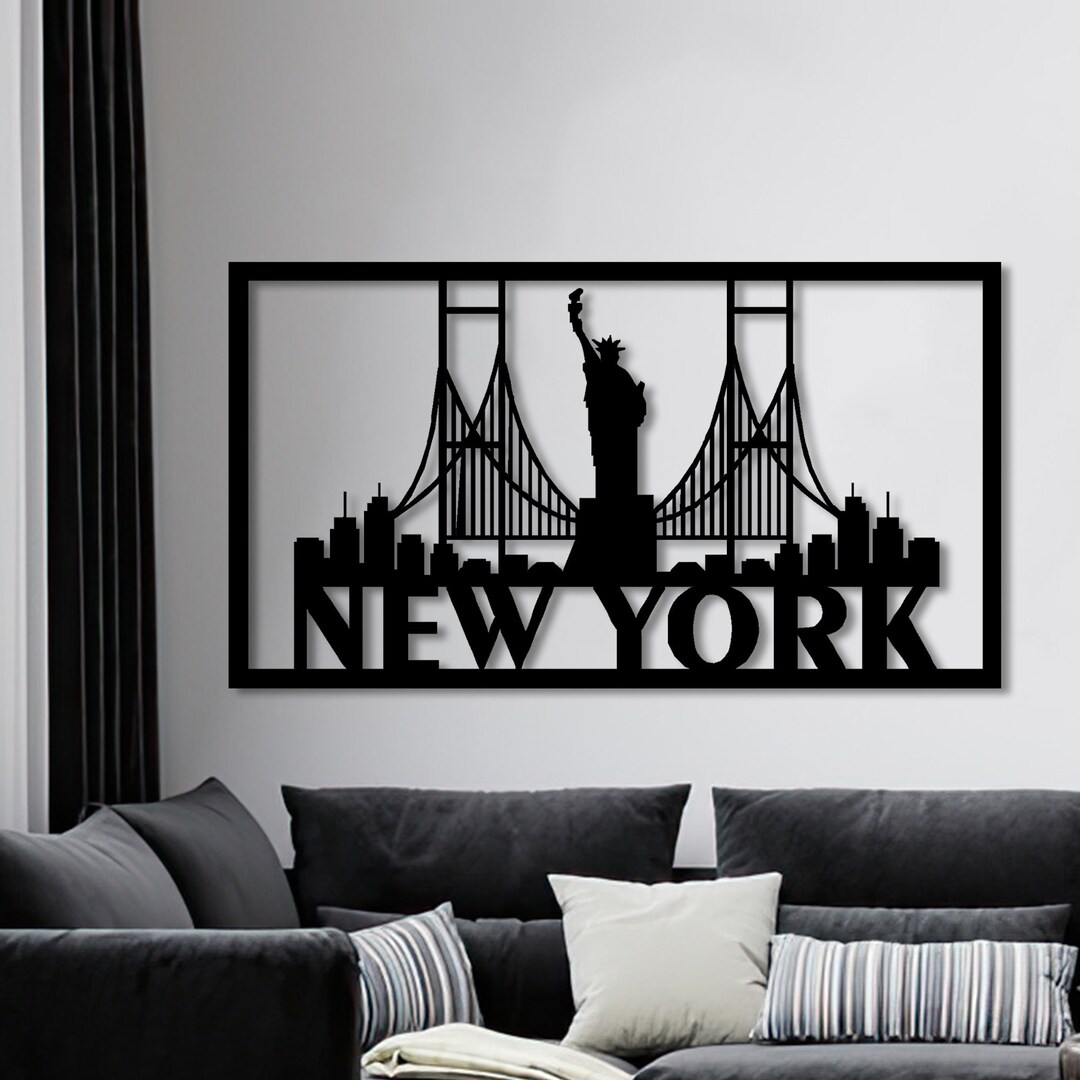 New York Metal Wall Art New York City Silhouette Metal Wall Etsy