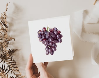 Grapes Card, Grapes Greeting Card, Blank inside, Botanical Square Card, Fine Art Cards, Botanical Greeting Card