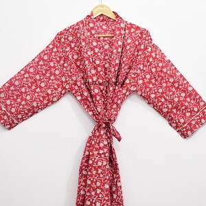 Floral Print Cotton Kimono Robe: Indian Wrap Dress