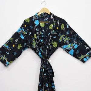 Bath Robe,Cotton Kimono,Indian Hand block print Cotton Bath Robe,Night Wear Suit,Swim Wear,Dressing Gown.Cotton Bridesmaid Gown