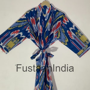 Cotton Ikat Robe: Unisex Kimono Bathrobe, Nightwear