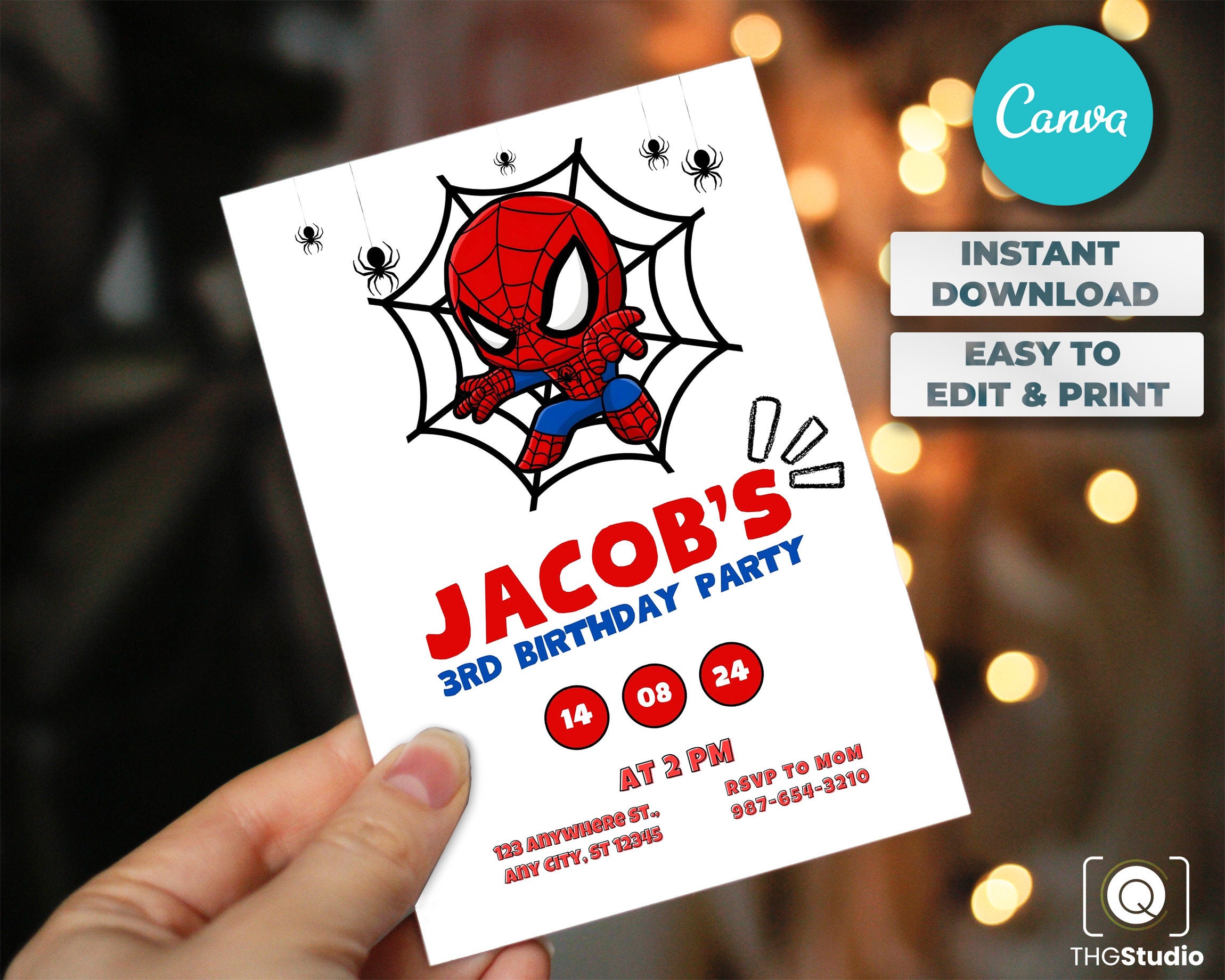 Editable Spider Man Birthday Invitation Printable Template,printable