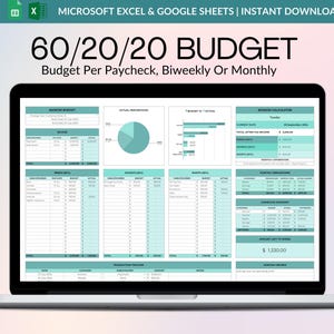 60/20/20 Budget Spreadsheet Excel Google Spreadsheets Maandelijkse Budgetplanner Financiën 60/20/20 Budgetsjabloon Wekelijkse Budgetbesparing Tracker