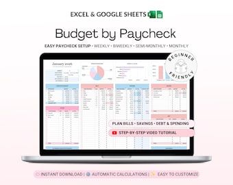 Budgetteren op basis van salaris Google Sheets Spreadsheet Excel Maandelijks budget Salarisbudget Budgetteren Salarisuitgaven bijhouden Financieel planner