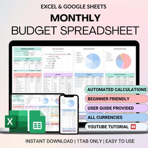 Monthly Budget Spreadsheet: Beginner-Friendly Finance Tracker (Excel & Google Sheets)