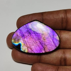 Wunderschön!! AAA ++ Qualität Purple Flash Labradorit Cabochon Herzform 29 × 42 × 7 MM 80 Ct Am besten für die Schmuckherstellung !!