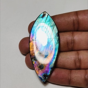 Piedra preciosa cabujón de labradorita espectrolita arcoíris llamativa de calidad AAA++, forma marquesa, ideal para la fabricación de joyas.